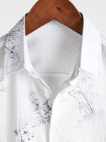 Camisa informal de manga corta con estampado de bambú para hombre