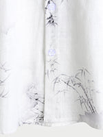 Camisa informal de manga corta con estampado de bambú para hombre