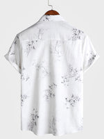 Camisa informal de manga corta con estampado de bambú para hombre