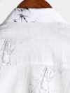 Camisa informal de manga corta con estampado de bambú para hombre