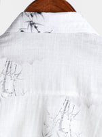 Camisa informal de manga corta con estampado de bambú para hombre