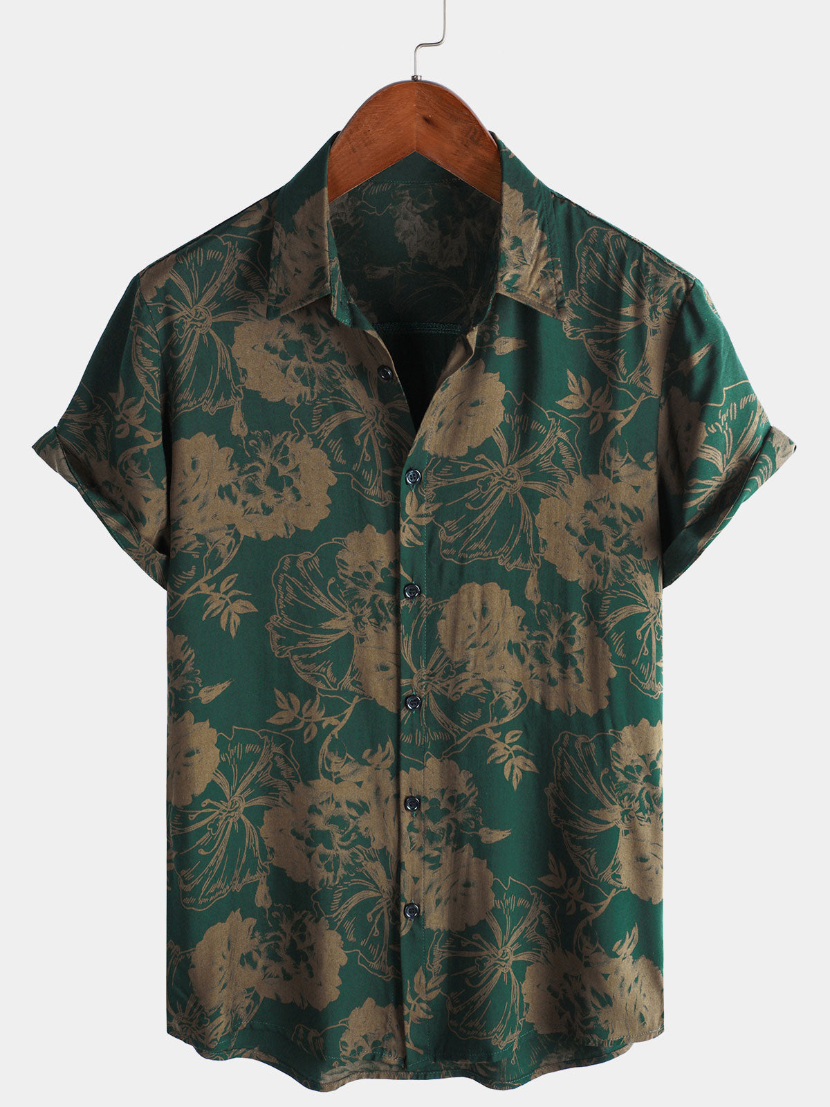 Camisa de manga corta de playa de verano con estampado floral vintage para hombre
