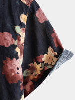 Camisa playera informal de algodón con estampado floral de manga corta para hombre