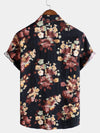 Camisa playera informal de algodón con estampado floral de manga corta para hombre