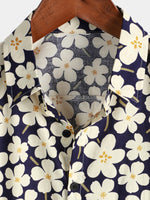 Camisa de manga corta casual de flores para hombres