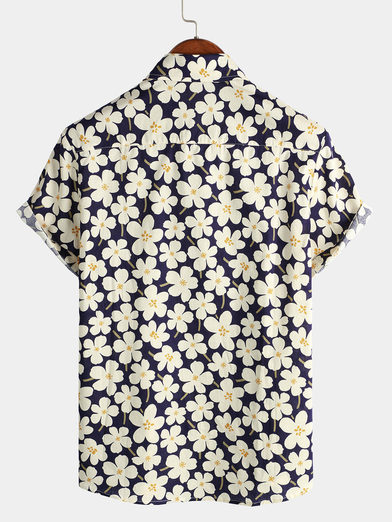 Camisa de manga corta casual de flores para hombres