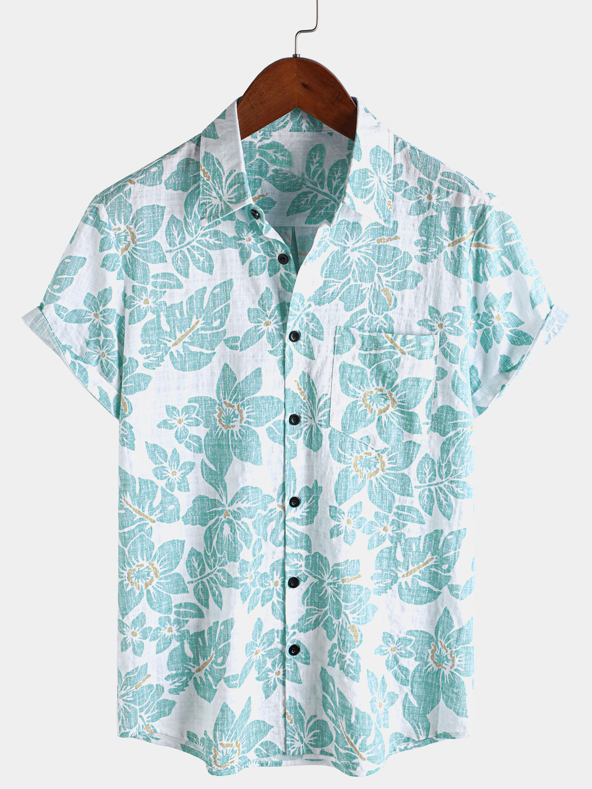 Camisa hawaiana de manga corta con estampado floral de verano para hombre