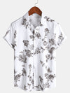 Camisa informal de manga corta de algodón con estampado floral para hombre
