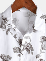 Camisa informal de manga corta de algodón con estampado floral para hombre