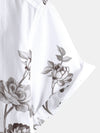 Camisa informal de manga corta de algodón con estampado floral para hombre