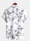 Camisa informal de manga corta de algodón con estampado floral para hombre