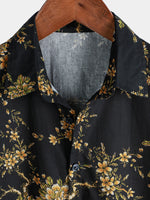 Camisa de manga corta de algodón con estampado floral para hombre