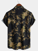 Camisa de manga corta de algodón con estampado floral para hombre