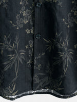 Camisa informal elegante de manga corta con estampado floral retro para hombre
