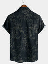 Camisa informal elegante de manga corta con estampado floral retro para hombre