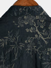 Camisa informal elegante de manga corta con estampado floral retro para hombre