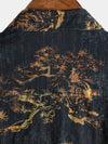 Camisa casual de manga corta con estampado retro para hombre