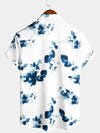 Camisa de manga corta casual de arte floral para hombres con botones ideal para vacaciones de verano en la playa