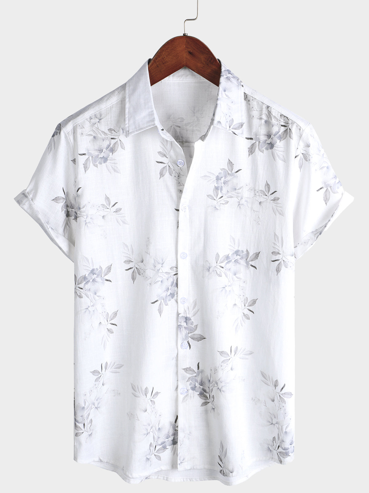 Camisa de manga corta con estampado floral elegante para hombre
