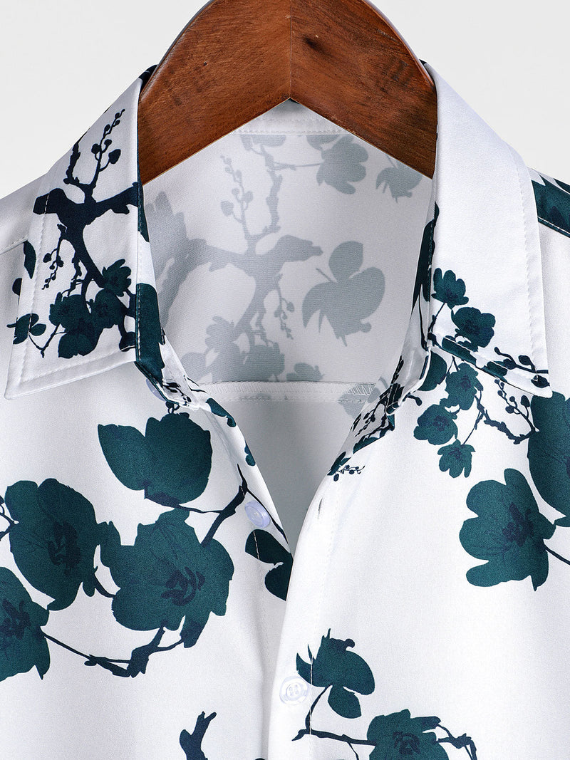 Camisa de playa de verano con botones y estampado floral de manga corta para hombre
