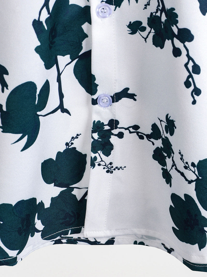 Camisa de playa de verano con botones y estampado floral de manga corta para hombre