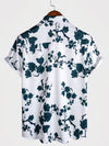 Camisa de playa de verano con botones y estampado floral de manga corta para hombre