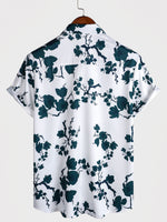 Camisa de playa de verano con botones y estampado floral de manga corta para hombre