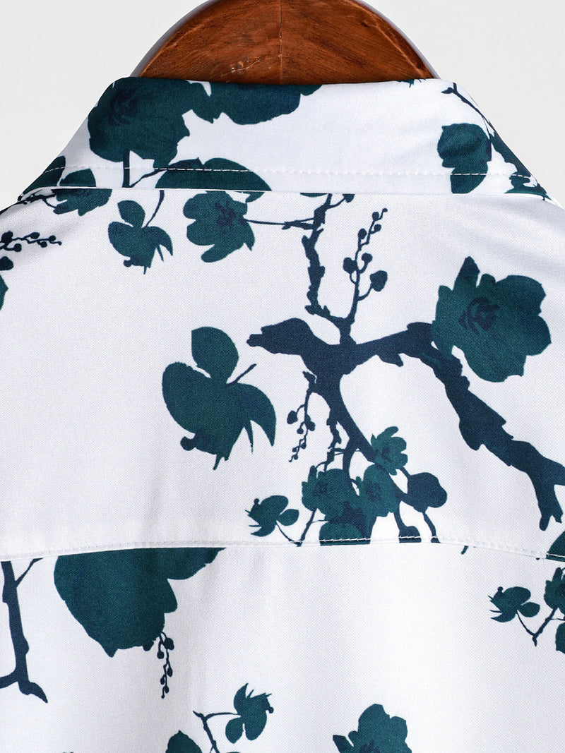 Camisa de playa de verano con botones y estampado floral de manga corta para hombre