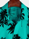 Camisa hawaiana de algodón de manga corta con estampado de palmeras para playa y verano para hombre