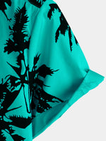 Camisa hawaiana de algodón de manga corta con estampado de palmeras para playa y verano para hombre