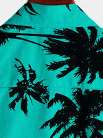 Camisa hawaiana de algodón de manga corta con estampado de palmeras para playa y verano para hombre