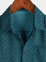 Camisa informal de manga corta con bolsillo y estampado geométrico para hombre