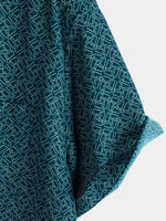 Camisa informal de manga corta con bolsillo y estampado geométrico para hombre