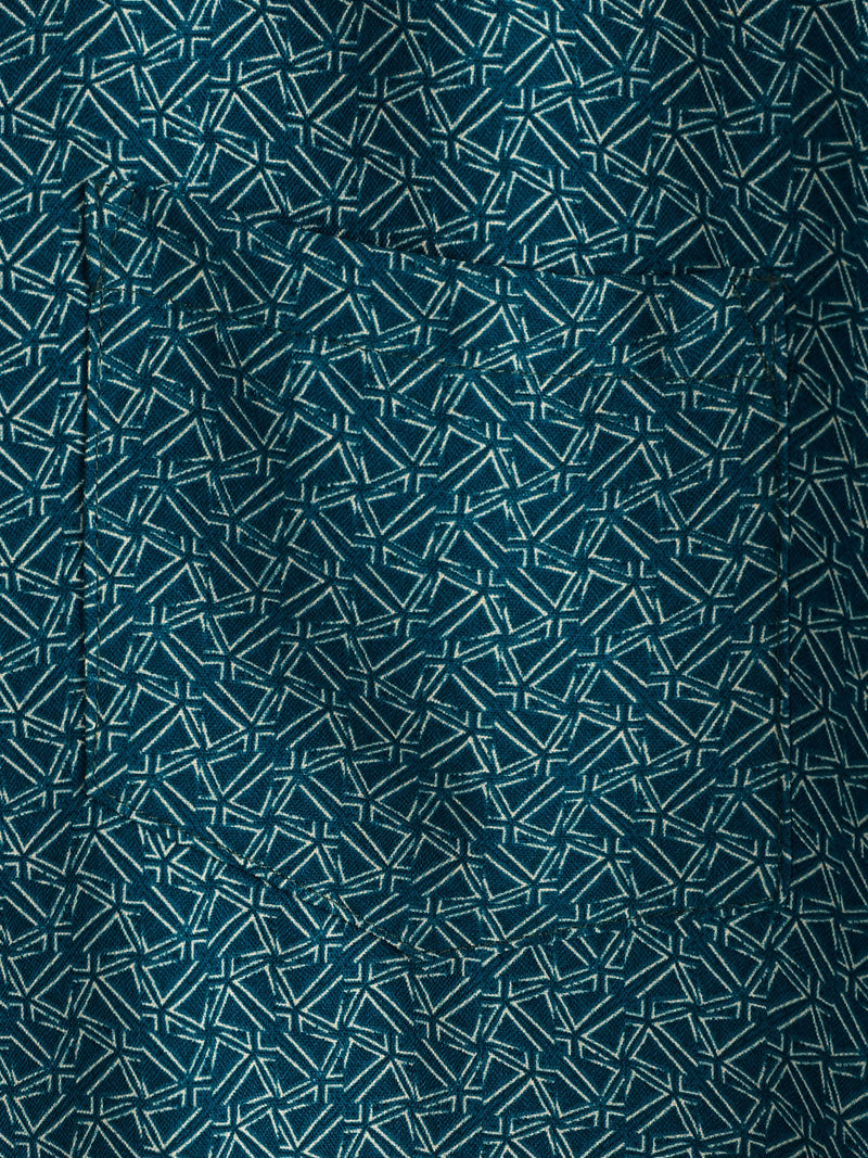 Camisa informal de manga corta con bolsillo y estampado geométrico para hombre
