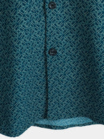 Camisa informal de manga corta con bolsillo y estampado geométrico para hombre