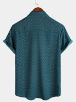 Camisa informal de manga corta con bolsillo y estampado geométrico para hombre