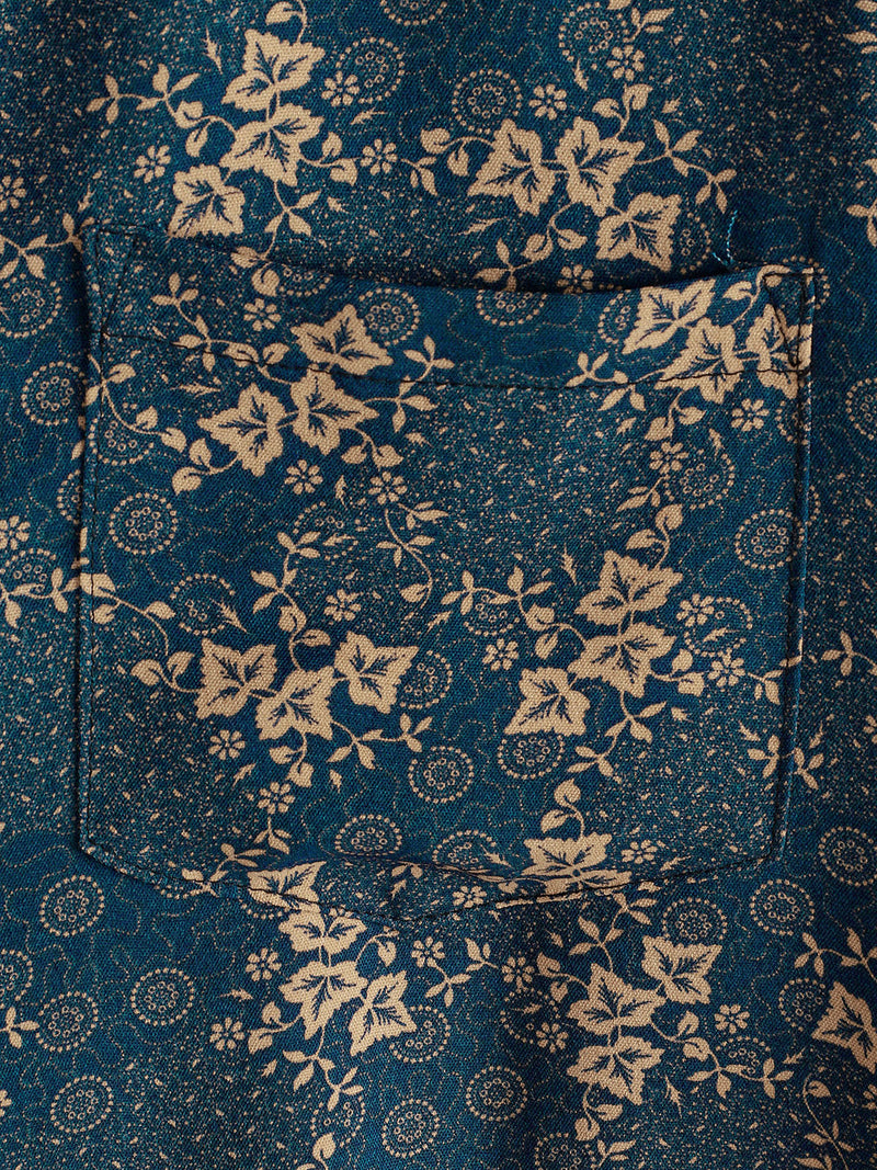 Camisa de verano con bolsillo y estampado retro para hombre
