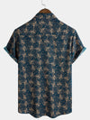 Camisa de verano con bolsillo y estampado retro para hombre