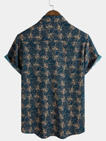 Camisa de verano con bolsillo y estampado retro para hombre