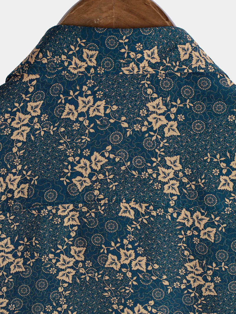 Camisa de verano con bolsillo y estampado retro para hombre