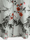 Camisa de manga corta de verano retro con estampado de flores rojas para hombre