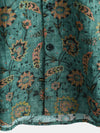 Camisa de manga corta de algodón transpirable con bolsillo y estampado floral retro para hombre