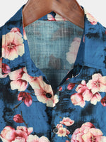 Camisa hawaiana de manga corta con botones y estampado floral de verano para hombre