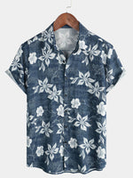 Camisa hawaiana de manga corta con botones y estampado floral para hombre