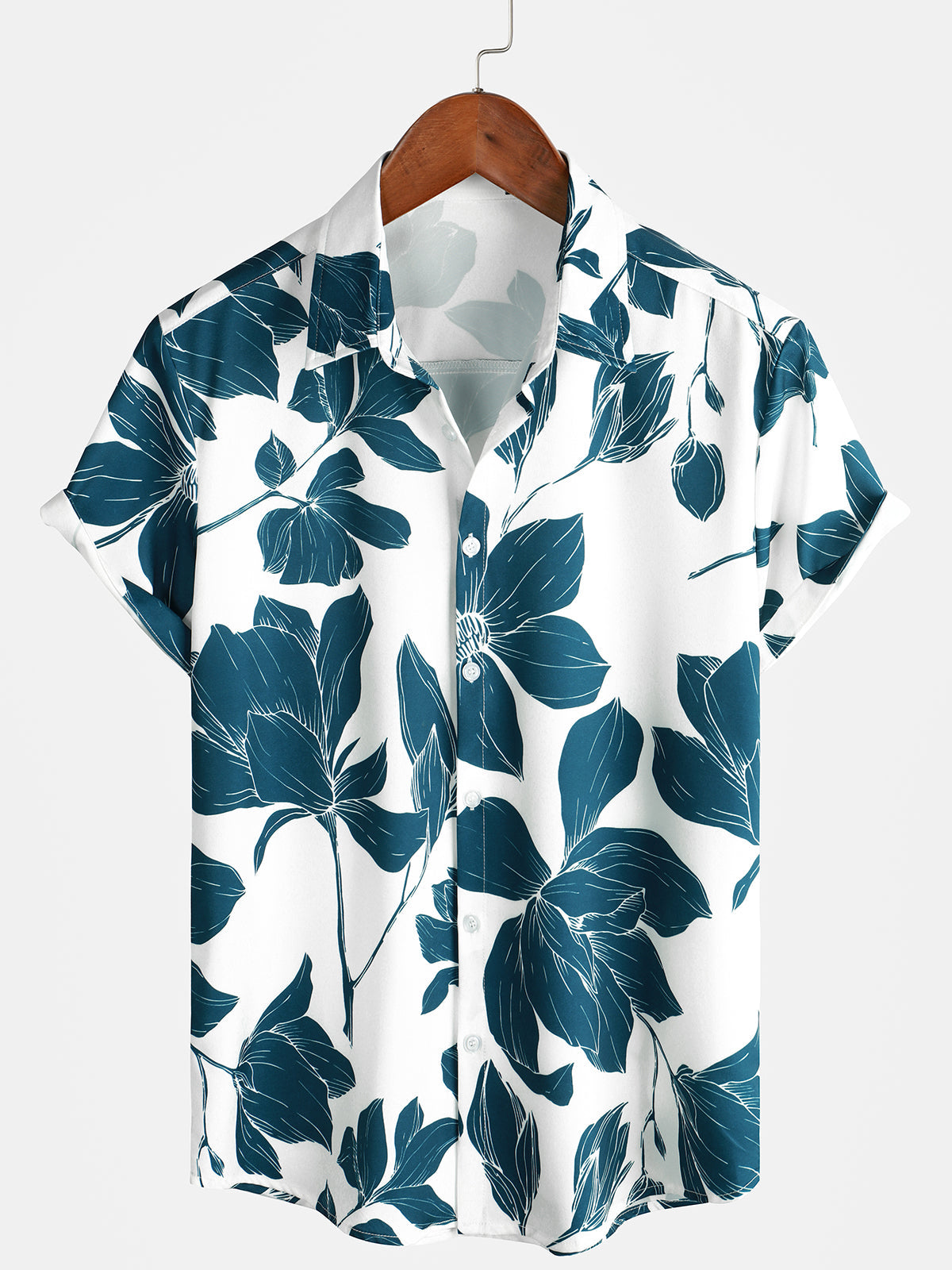 Camisa de manga corta de playa de verano con estampado floral para hombre
