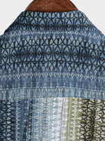Camisa de manga corta con estampado de rayas degradadas retro para hombre