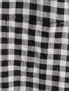 Camisa de manga corta de algodón con bolsillo y estampado de cuadros negros para hombre