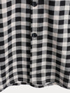 Camisa de manga corta de algodón con bolsillo y estampado de cuadros negros para hombre