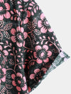 Camisa hawaiana de manga corta con bolsillo floral rosa para hombre