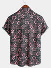 Camisa hawaiana de manga corta con bolsillo floral rosa para hombre